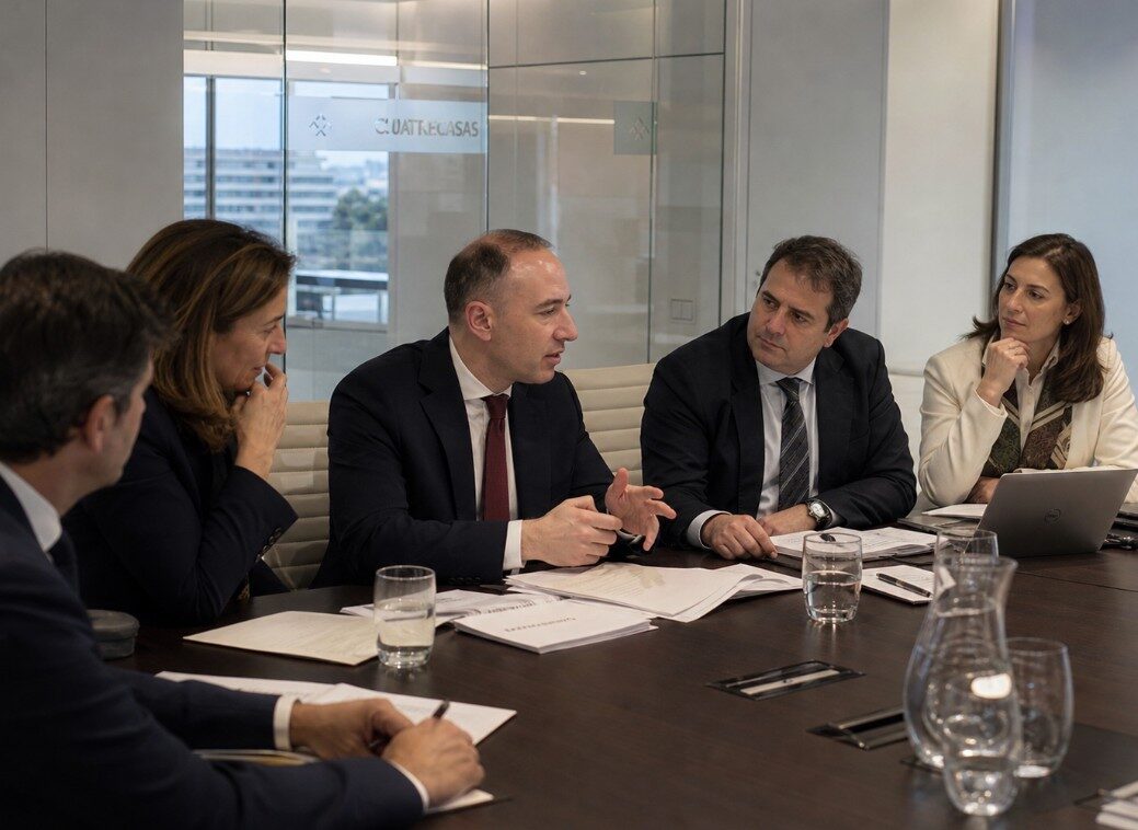 Marco Cioffi presentando la plataforma Neuram a un equipo directivo durante una sesión de trabajo en Madrid.